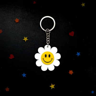 Kruti Craft Smiley Face Daisy Keychain –Spread Positivity Everywhere! for Your Car,Bag,Home Key Chain