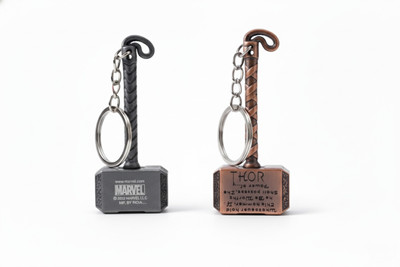 twilight shine Thor's Hammer Keychain Set of 2: Antique Silver and Bronze Key Chain