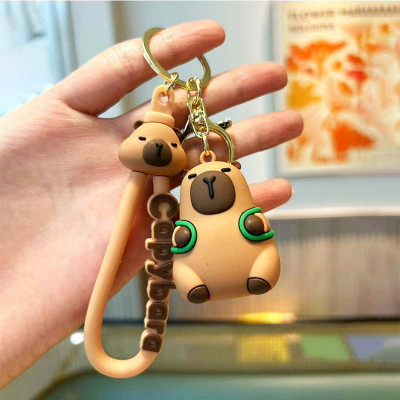 SELLINGBEE 3D Cute Capybara Rubber Keychain – Funny Animal Cartoon Bag Charm for Kids Key Chain