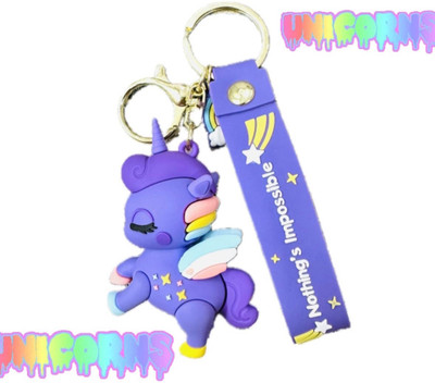 SRG PVC Rubber Sleeping Unicorn Keyring with Strap Key Chain