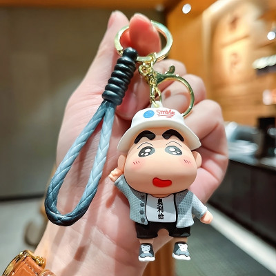 Classic Quirk Cute Shinchan Formal Silicone 3D Key Chain with Charm & Metal Hook, Key Ring Key Chain