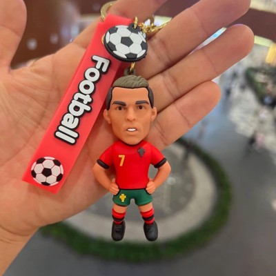 Mubco Ronaldo Portugal 3D Keychain | Strap Charm & Hook | Football Player Model Toys Key Chain