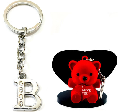 ShopTop Alphabet Letter B Metal Design and Teddy- 4S Key Chain