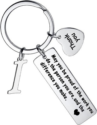 Artisans Crafted Thank You Keychain With Initial Letter Pendant I Key Chain