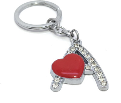 Key Era Alphabet Red Heart Letter A Key Chain