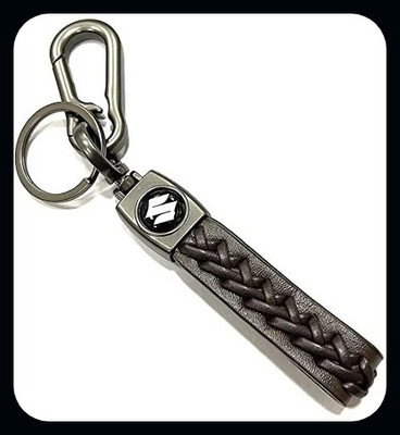 gtrp Keychain-Suzuki Brown Stainless Steel With Leather Strap Braided | Keychain Key Chain