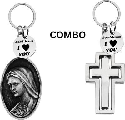 The Men Gift Double-Sided Saint Michael Keychain– Jesus cross keyring for Car Bike Com643-675 Key Chain