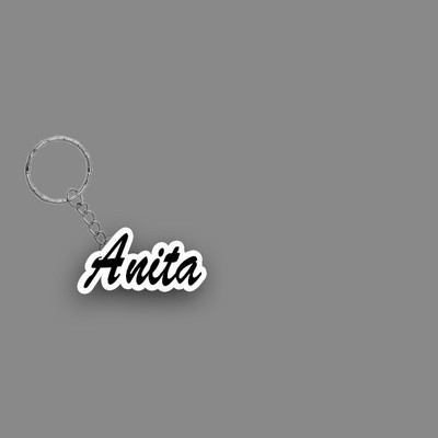 SY Gifts SYG Anita Name Keychain White And Black Key Chain