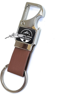 Jdp Novelty Metal Leather Opner Keychain Himalayan royal enfield Printed.Brown Colour Key Chain