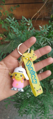 KeyChain Hub Adorable pekachu PVC rubber keychain for gifting Pack car and bike Key Chain