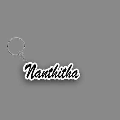 SY Gifts SYG Nanthitha Name Keychain White And Black Key Chain