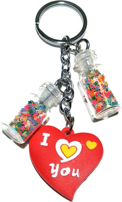 Meeko.com Colorized Shining Star Drifting Bottle Keychain with heart Key Chain