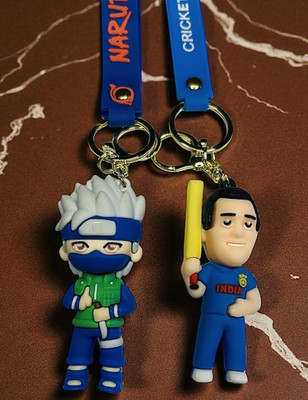 cutieclicks Anime & Cricket Combo Keychain | Naruto Kakashi + Dhoni Cartoon Keyrings Key Chain