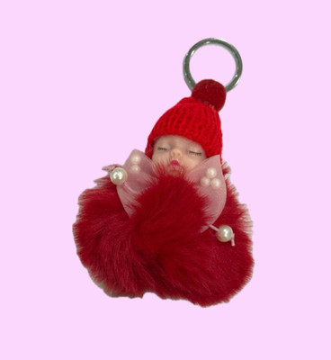 SHRI JI Cute Sleeping Baby Doll Keychain RED Key Chain