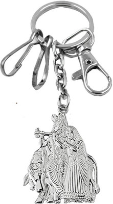 AFH Shri Radha Krishna Cow Silver Idol Labster Charm Religious Keychain Men,Women Key Chain