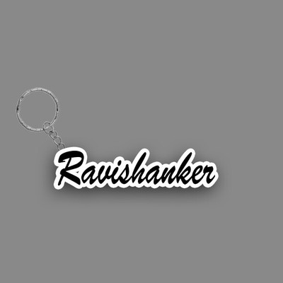 SY Gifts SYG Ravishanker Name Keychain White And Black Key Chain