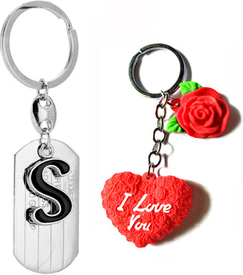 Meeko.com Red Heart Rubber With S Letter Bike Key Chain 03f5f Key Chain