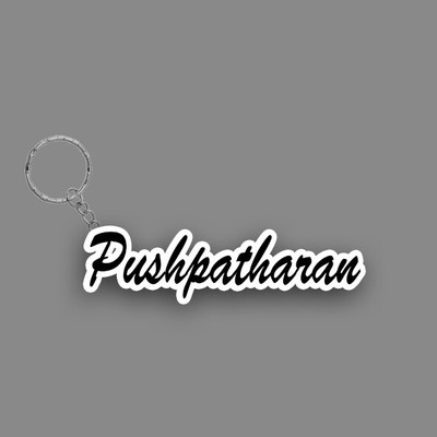 SY Gifts SYG Pushpatharan Name Keychain White And Black Key Chain