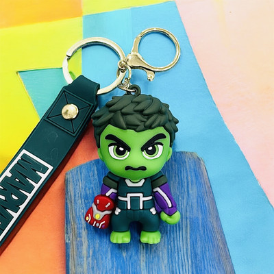 cutieclicks Angry Hulk 3D Rubber Keychain | Marvel Superhero Keyring with Strap Key Chain