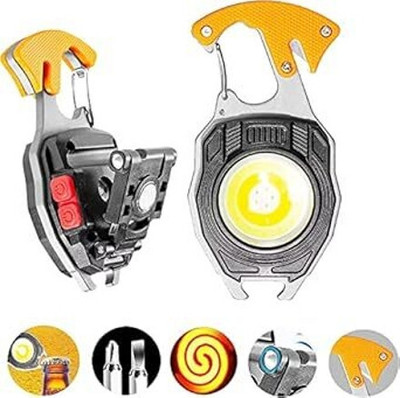 Rexmon Keychain LED Flashlight,Rechargeable Flashlights Torch 7 Light Mode with Lighter Key Chain