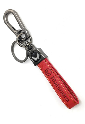 Jdp Novelty New Leather Keychain for mahindra Car with Metallic Hook Stylish Leather Key Chain