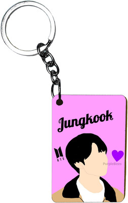 PurpleBees BTS Jungkook Rectangle Shape Keychain - Stylish Accessory for ARMY Fans Key Chain