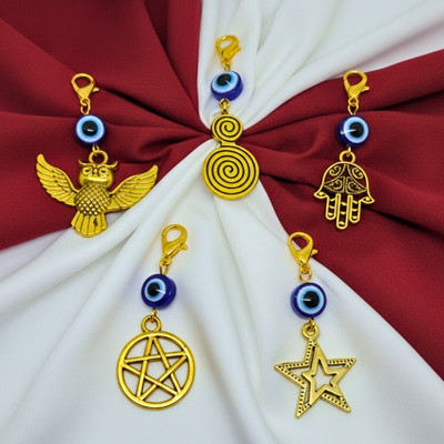 MAYUK ARTSY Premium Golden Evil Eye Keyring/Bag Charm for Protection & Good Luck Key Chain