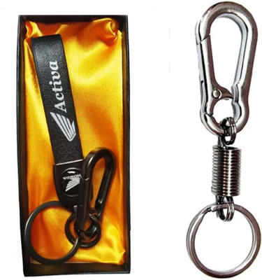 JAINSON MARTIN Combo of Activa Leather Stripe with Hook and Heavy Stainless Steel Key Chain Key Chain
