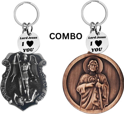 M Men Style Double-Sided Saint Michael Keychain – Jesus Christ Key Ring Medal Com646-629 Key Chain