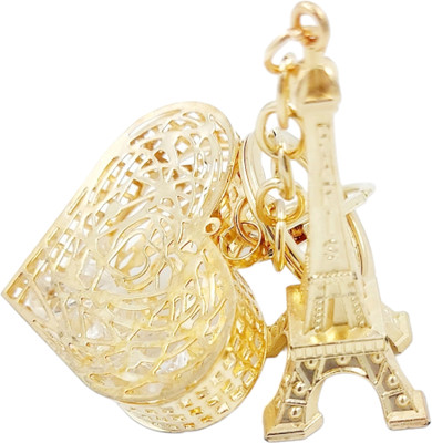 TechBytesRetail Premium Stainless Gold Crystal Keychain for Girls ( Eiffel Tower With Heart) Key Chain