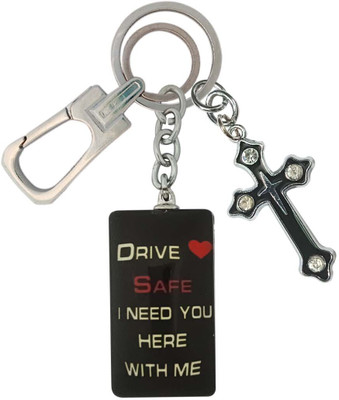 HANDSOME ISK Elegant Drive Safe With Jesus Cross Locking Lock Decorate Your Keys Key Chain
