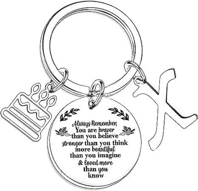 Artisans Crafted Birthday Keychain with Letter X & Inspirational Quote Pendant Key Chain