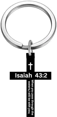 Sullery Bible Verse Keychain Christian Cross Black Isaiah 43:2 SulleryKey202561 Key Chain