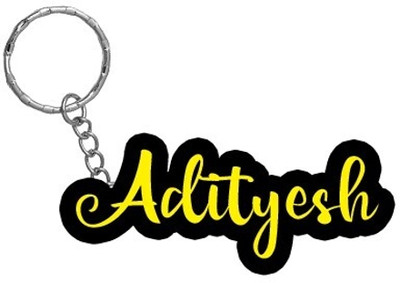 SY Gifts Adityesh Name Black Yellow Name Keychain Key Chain