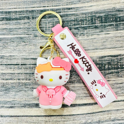 SHRI JI Hello Kitty with Bow Keychain with Strap Baby Pink Key Chain