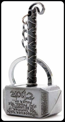 gtrp Trendy-Silver Thor Hammer Silver Key Ring Key Chain