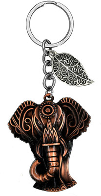 AFH Elephant Head Ganesh Copper Leaf Charm Gifting keychain for Men and Women Key Chain