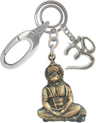 SHOKY LOOKS Double Sided Hanuman Symbol OF Good Luck With OM Locking Lock Key Chain
