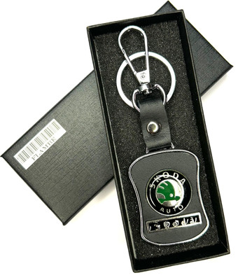 SHAHE skoda R Leather Car Keychain Genuine Leather Key Chain
