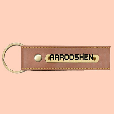 SY Gifts SYG Aarooshen Name Vegan Leather Keychain Key Chain