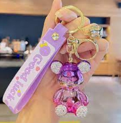 ONRR Collections Pink Metal teddy/besr crystal stone Keychain Key Chain