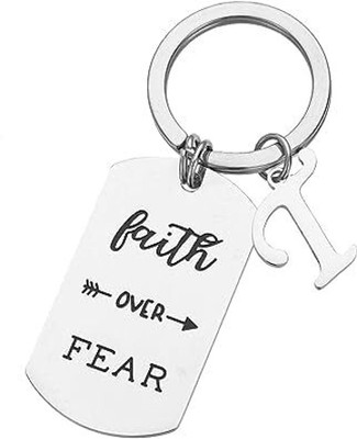 Artisans Crafted Faith Over Fear Keychain with Initial T Key Chain