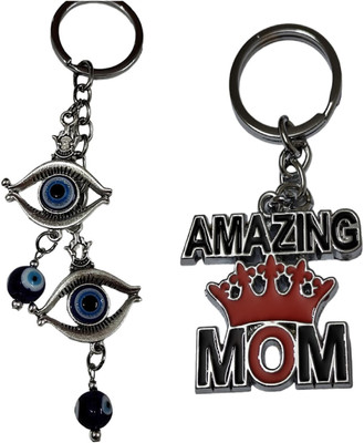 MOREL EVIL EYE KEYCHAIN AND AMAZING MOM KEYCHAIN Key Chain