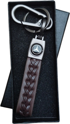 JNV Brown Leather Keyring Compatible With Mercedes - Make Your Car Unique With This Key Chain