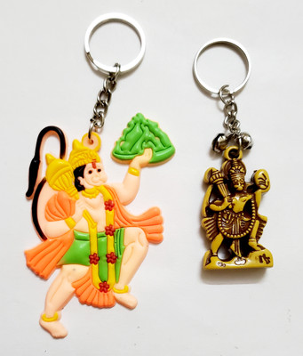 ShopTalk Wood hanuman with rubber hanuman Key Chain