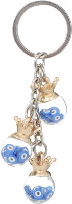 twilight shine Blue Evil Eye Keychain with Crowns Key Chain