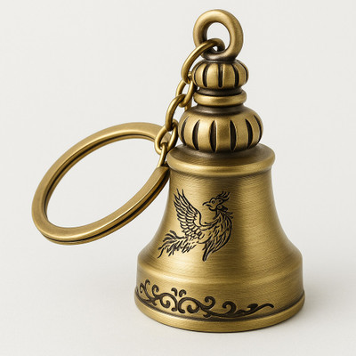praliptha Tibetan Temple Bell Keychain For Porsperity Success & Good Luck Brass Key Chain