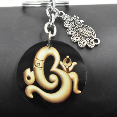 AFH Lord Murugan Religious Tamil Symbol Om Peacock Charm Keychain for Men and Women Key Chain