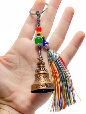 aflatunfashion Antique Bell Keychain with Colorful Tassels 012 Key Chain