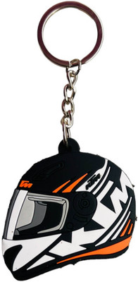 NSV Two Sided Ktm-sports Bike Helmet Syntheti Rubber Design Keychain Key Chain